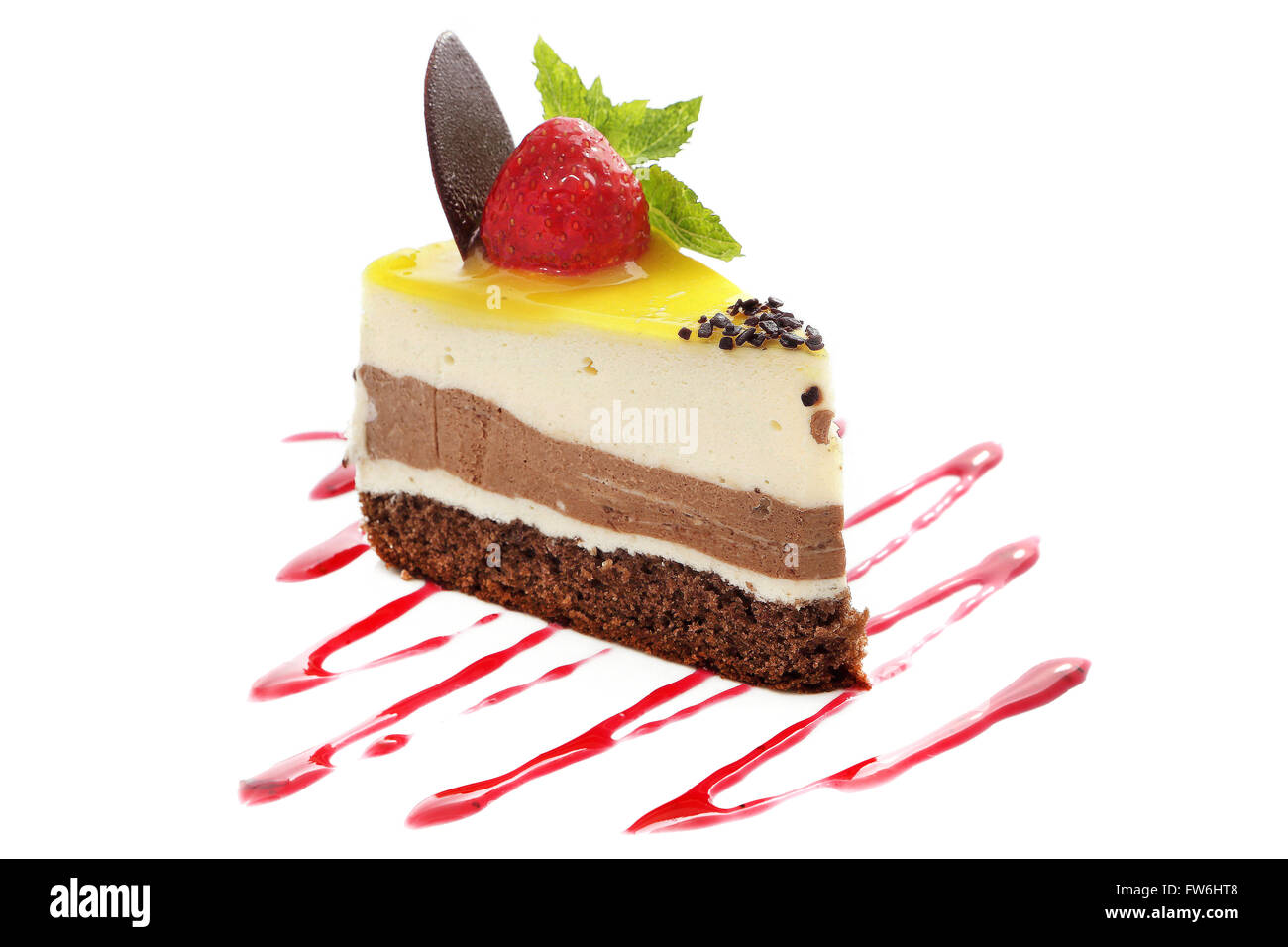 Moussa piece of cake with strawberrie Stock Photo