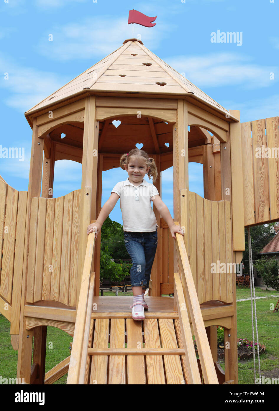 beauty little girl on playground Stock Photo - Alamy