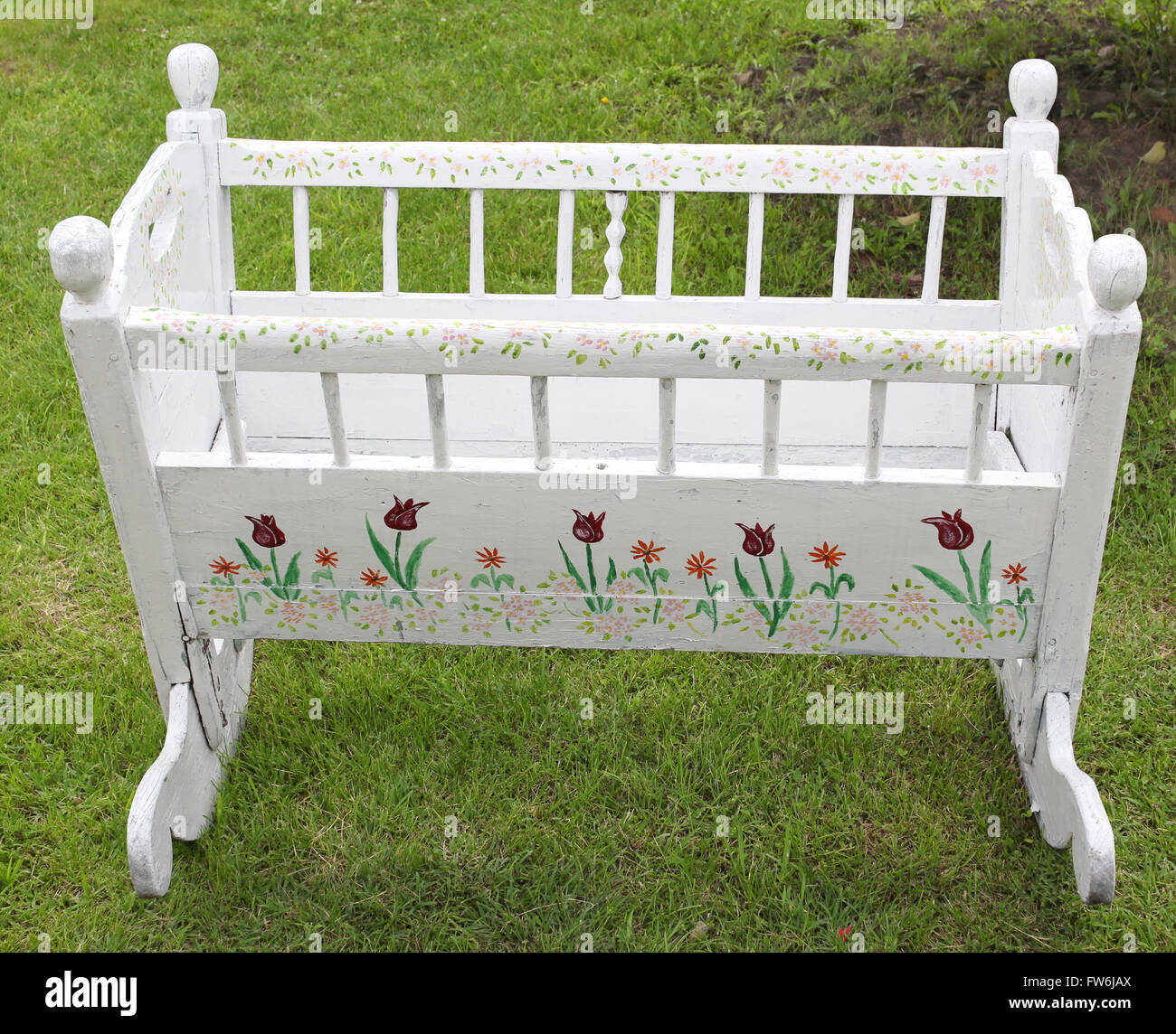 old wooden cradle Stock Photo