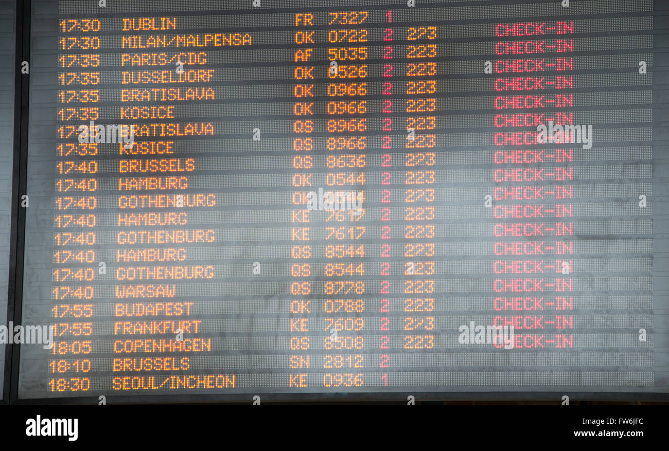 Airport departure board information Stock Photo