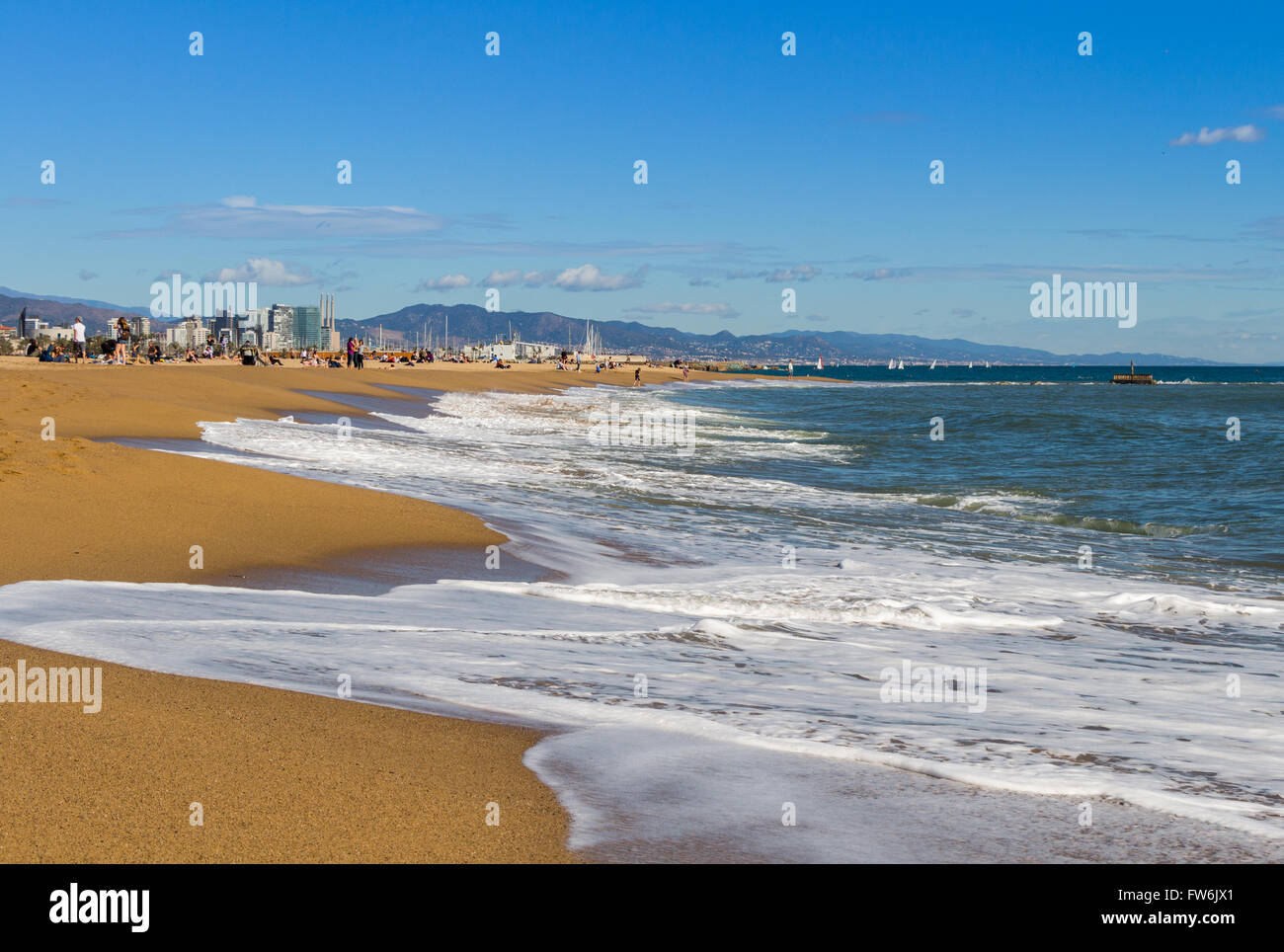 sea beach blue sky sand sun daylight relaxation landscape viewpoint for design postcard and calendar Stock Photo