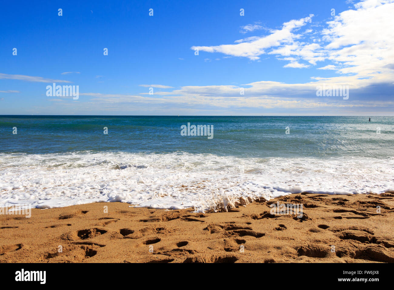 sea beach blue sky sand sun daylight relaxation landscape viewpoint for design postcard and calendar Stock Photo