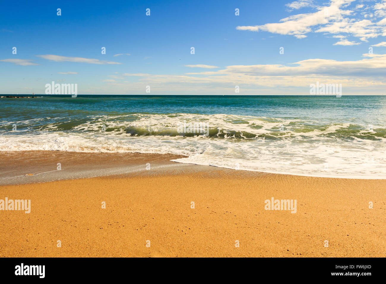 sea beach blue sky sand sun daylight relaxation landscape viewpoint for design postcard and calendar Stock Photo