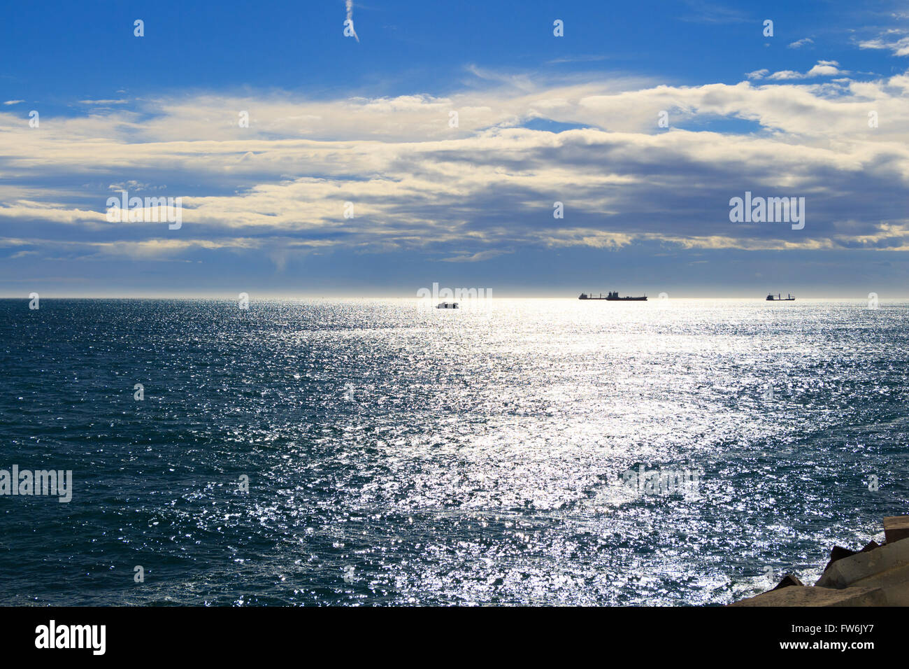 Bulk-carrier ship on the sea Stock Photo