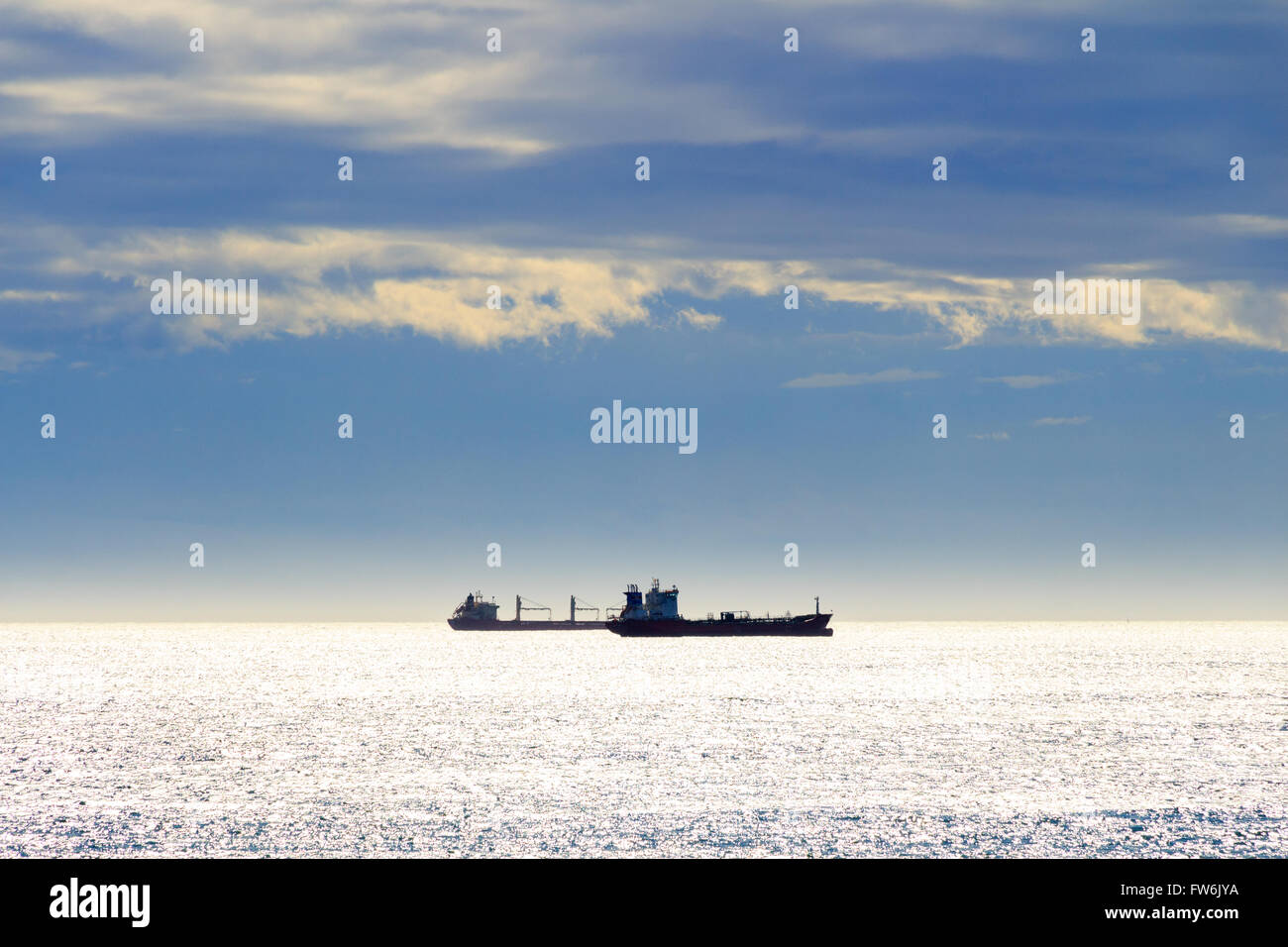 Bulk-carrier ship on the sea Stock Photo