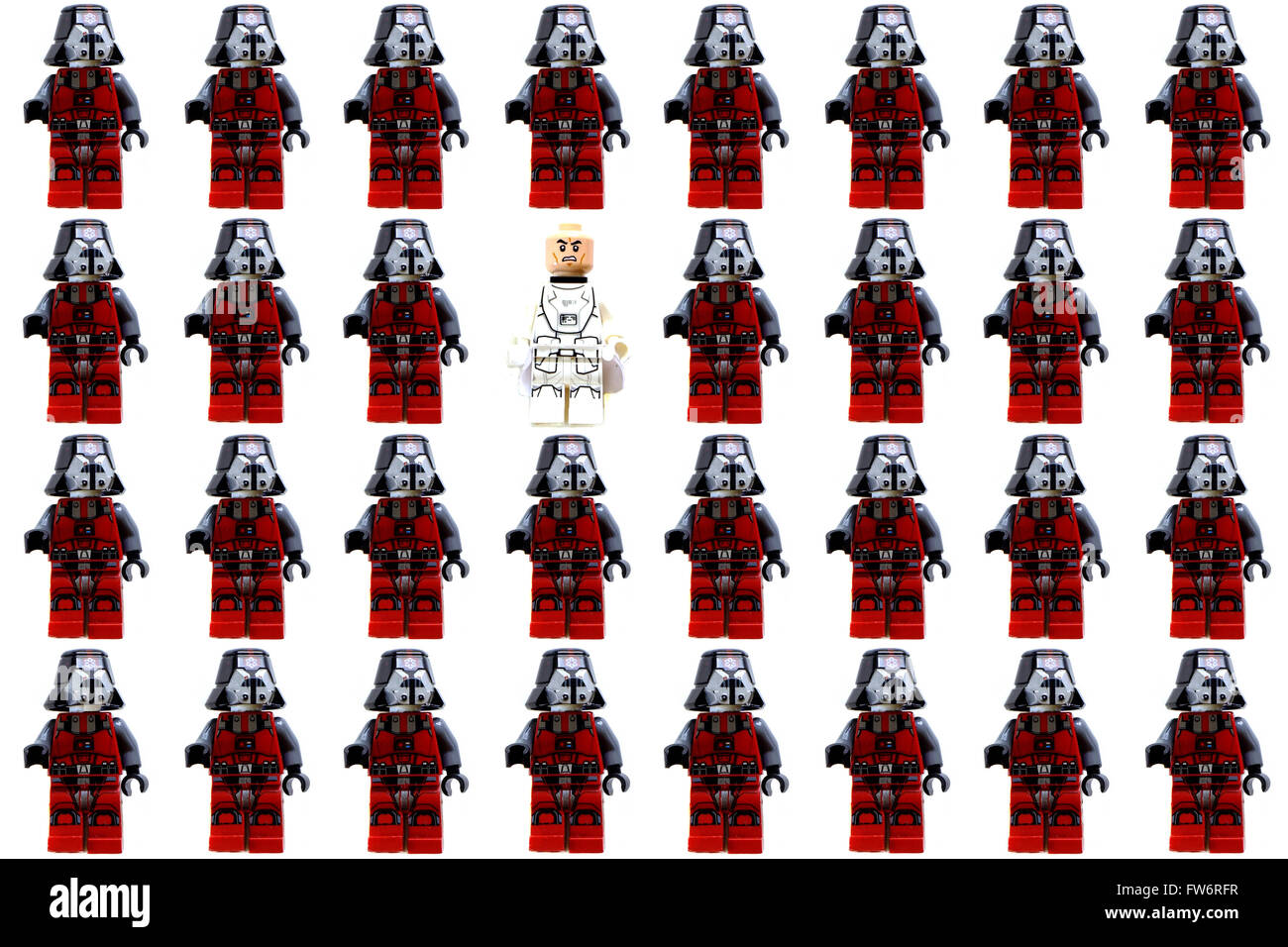 A grid of Lego Star Wars figures photographed against a white background  Stock Photo - Alamy