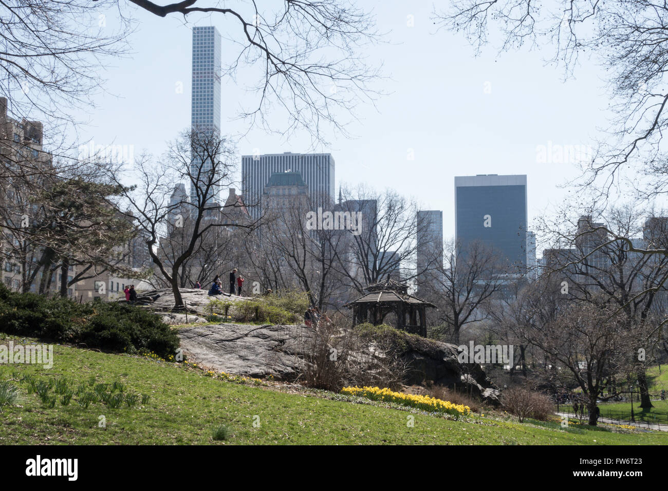 Wooden Gazebo in Central Park with Skyline in Background, NYC, USA Stock Photo Alamy