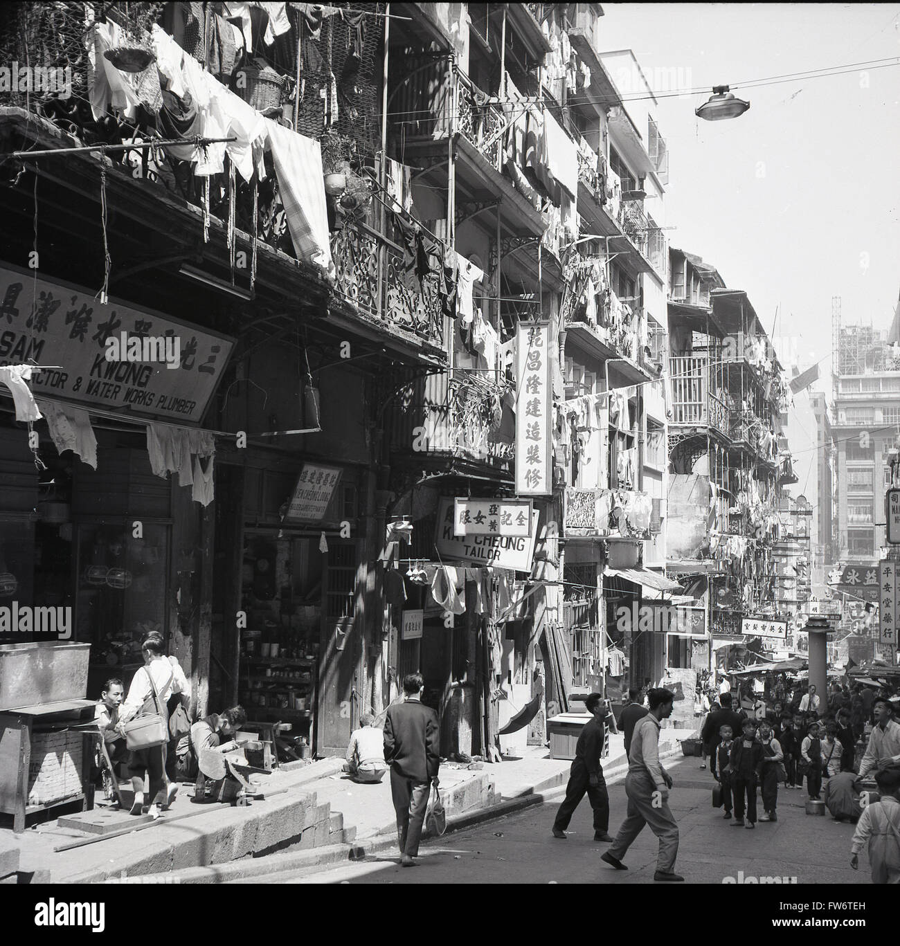 1950s historical, busy street scene, Hong Kong Stock Photo 101569177