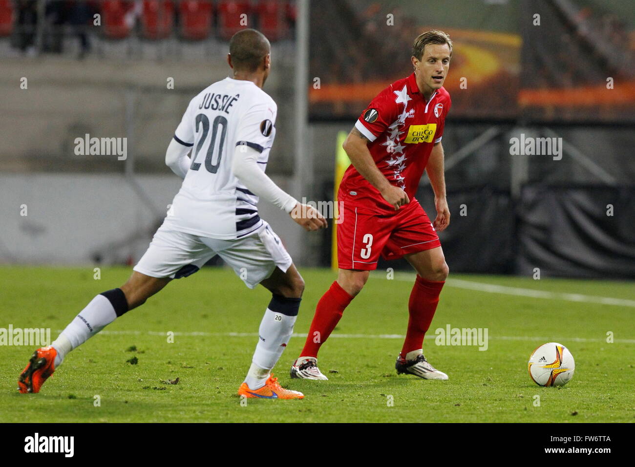 Reto Ziegler in action during the match Europa League Girondin Bordeaux - FC Sion at the Stadium Tourbillon Stock Photo