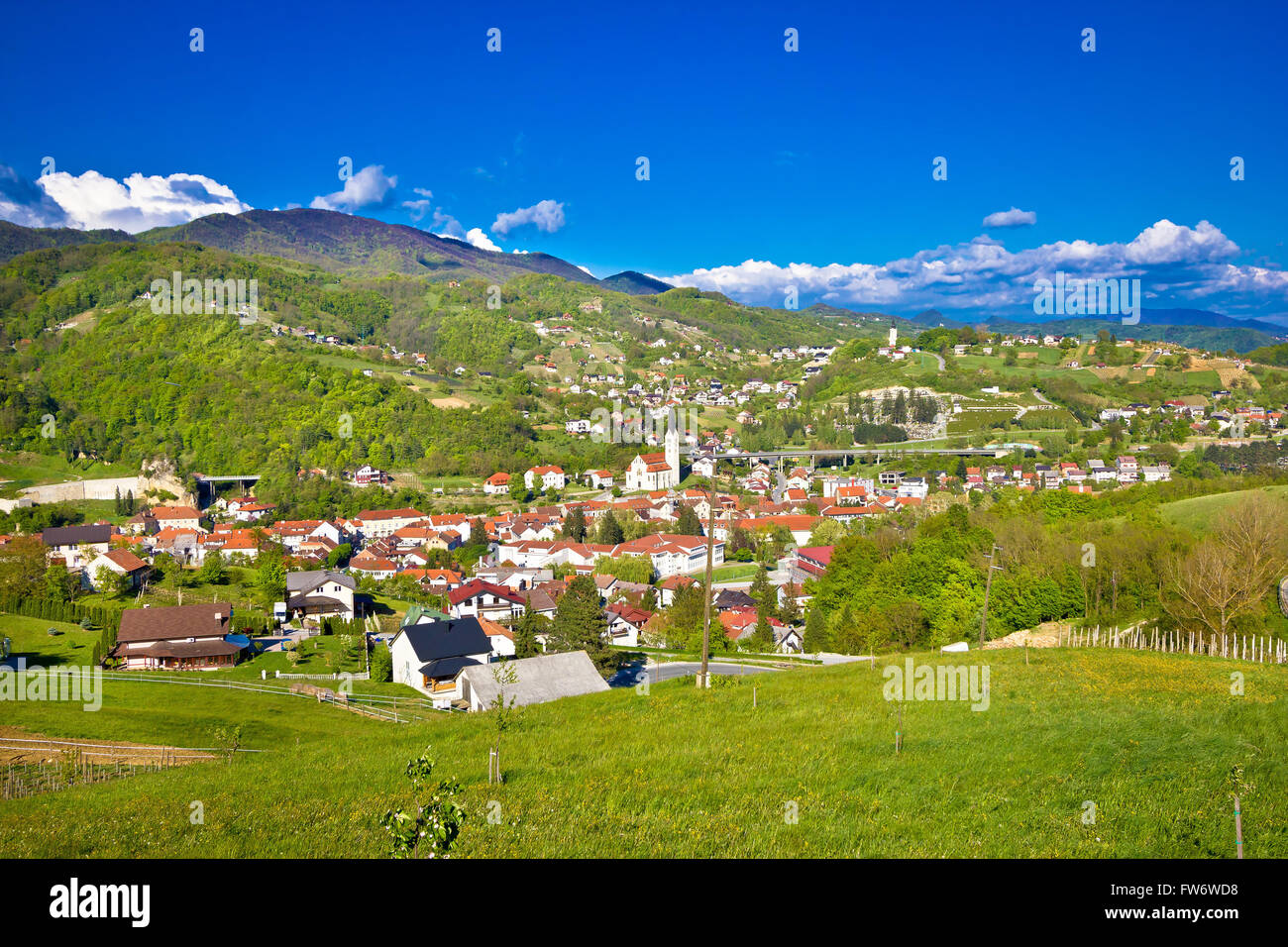 Croatian green region of Zagorje panoramic view, near Krapina Stock ...