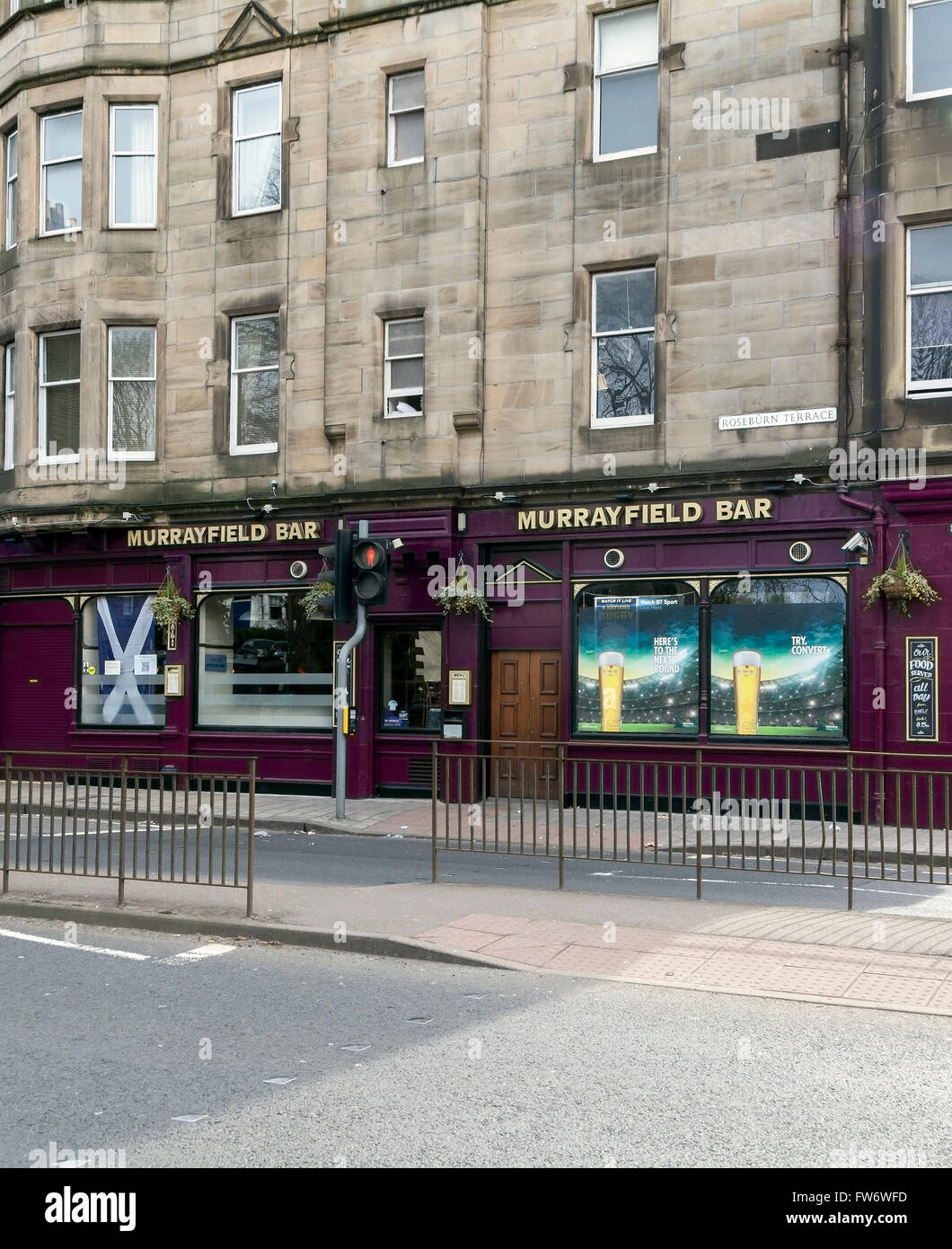 The Murrayfield bar at Roseburn is the closest bar to Murrayfield rugby stadium. Stock Photo