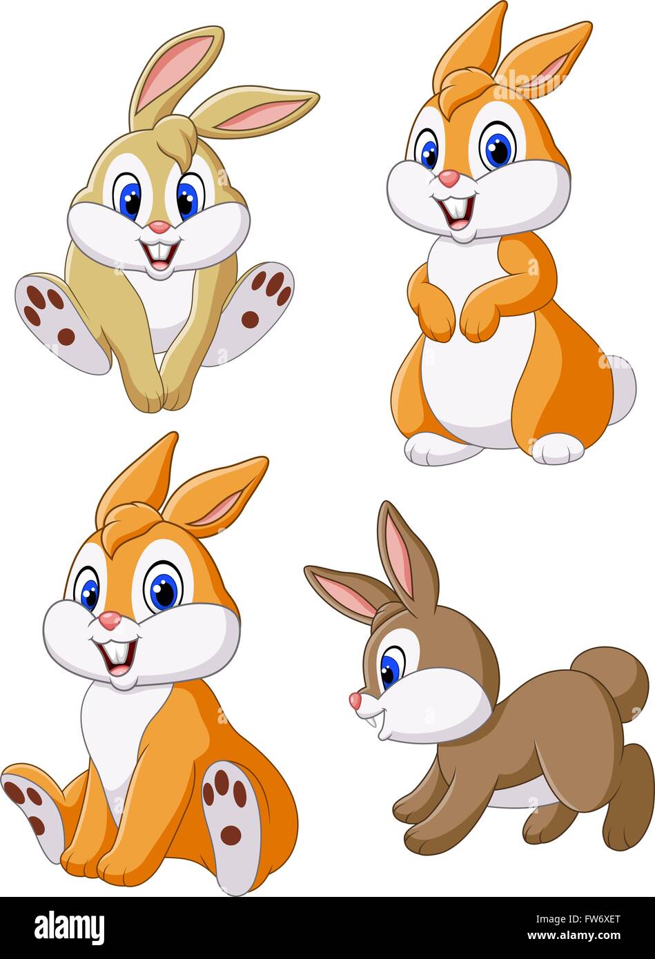 Cute bunny collection set isolated on white background Stock Vector ...