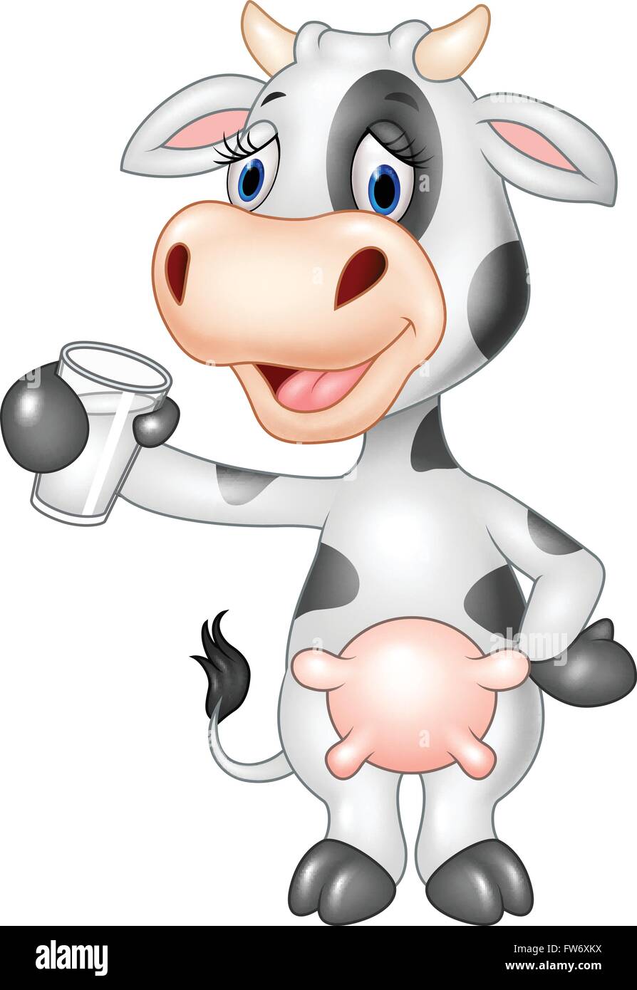 Cartoon funny cow holding a glass of milk isolated on white background Stock Vector Image & Art - Alamy Cartoon funny cow holding a glass of milk isolated on white background Stock Vector Image & Art - Alamy