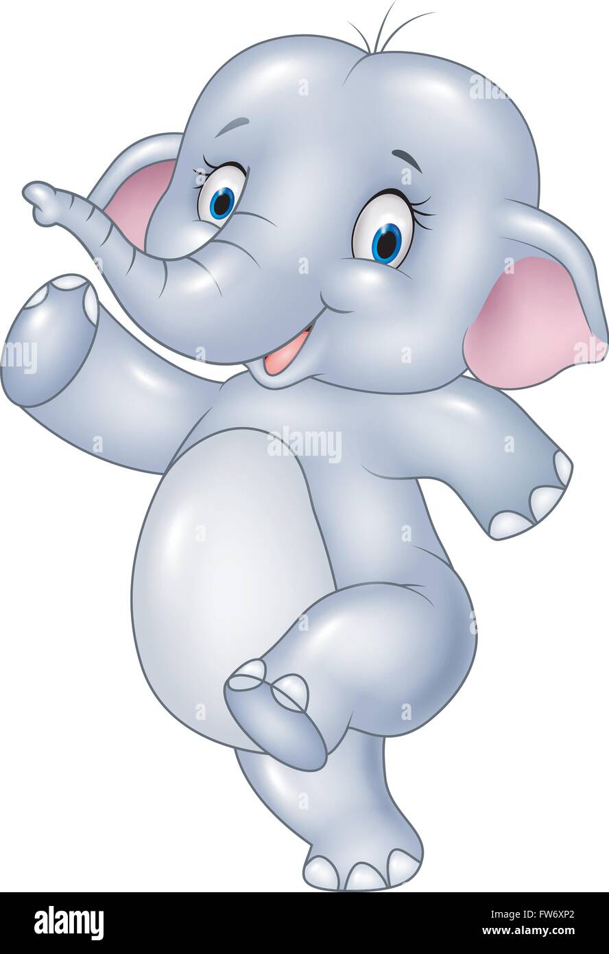 Cartoon funny elephant isolated on white background Stock Vector