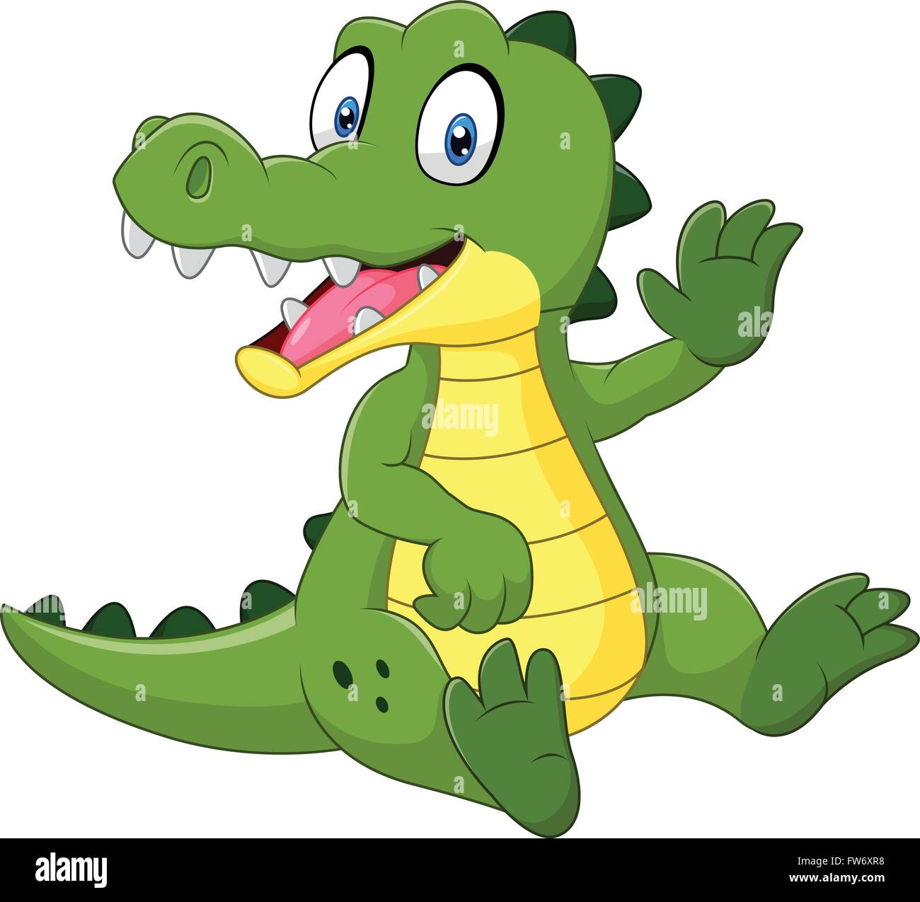 Cute crocodile waving hand isolated on white background Stock Vector