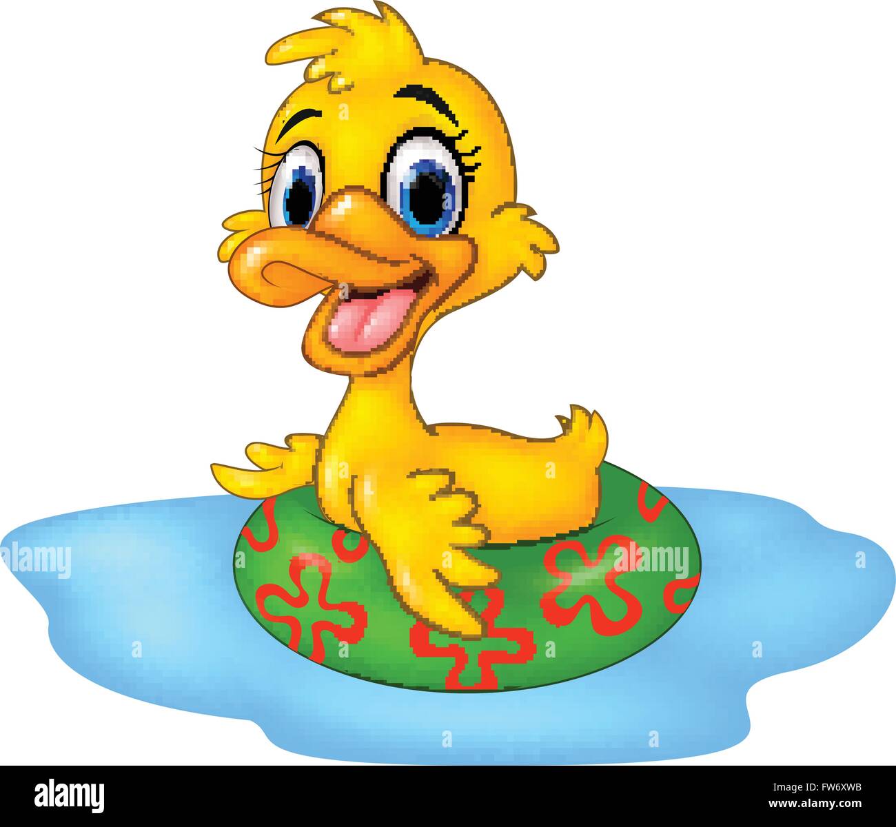Cute duck floating with inflatable ring Stock Vector Image & Art - Alamy
