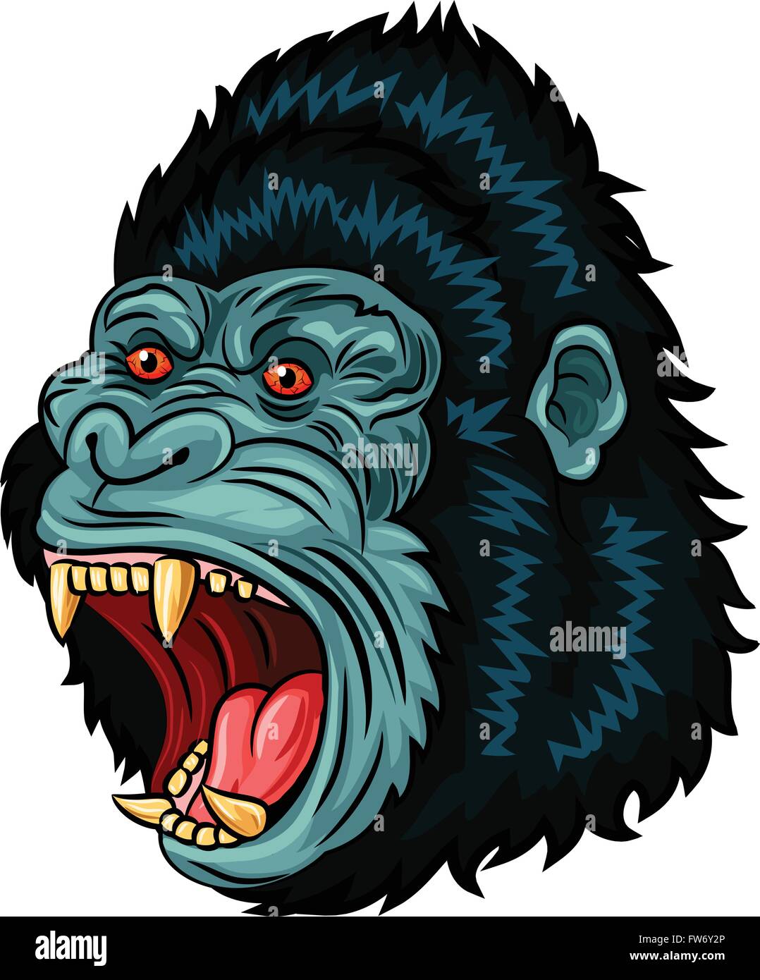 realistic angry gorilla drawing