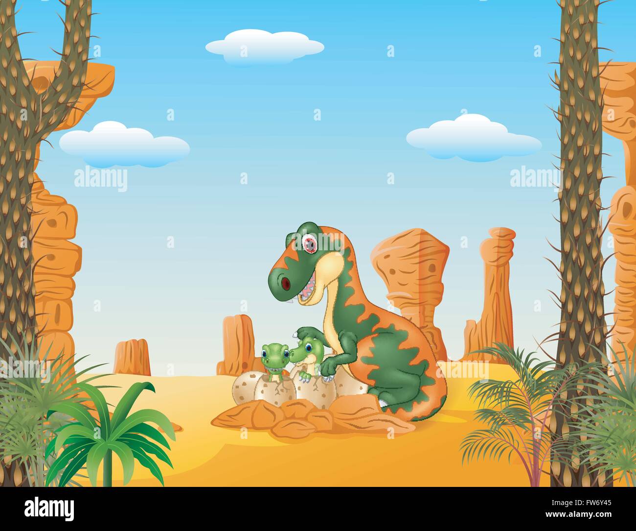 Mother tyrannosaurus with baby hatching Stock Vector Image & Art - Alamy