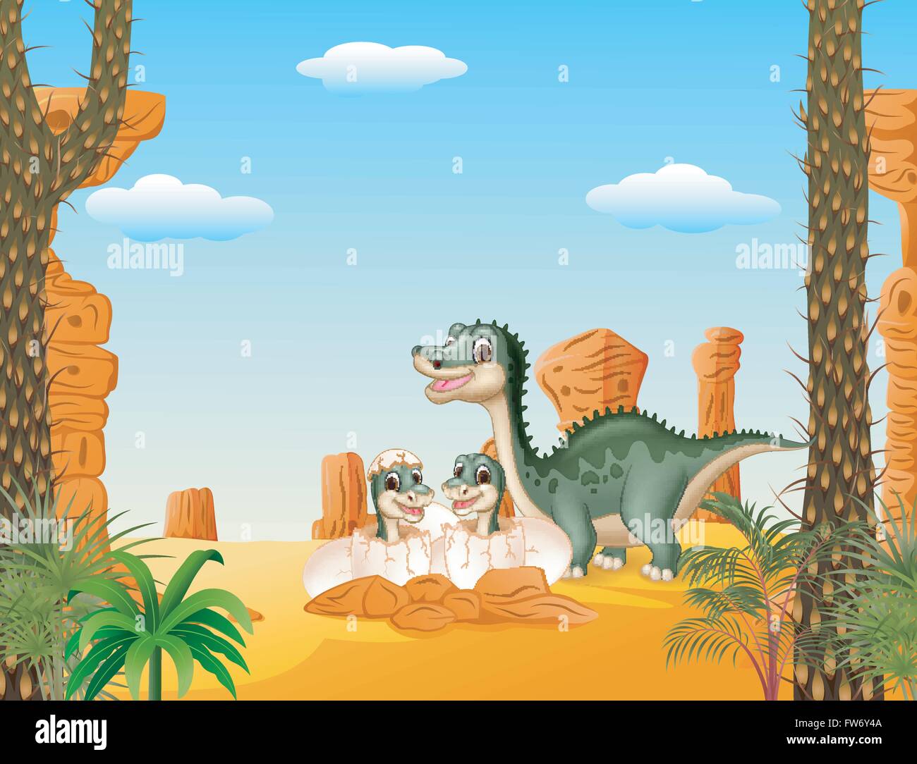 Happy Mother dinosaur with baby hatching Stock Vector Image & Art - Alamy