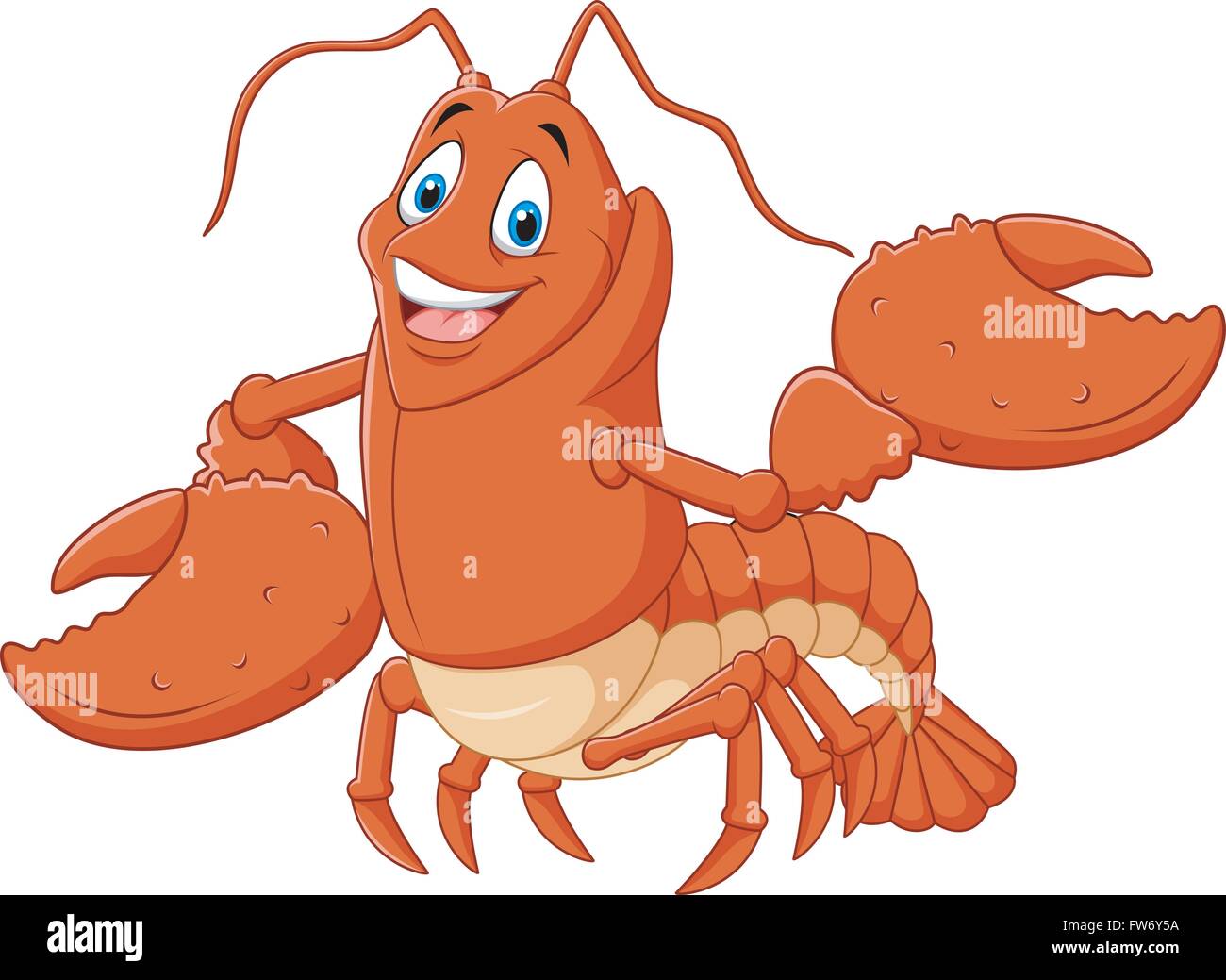 Cute lobster cartoon waving isolated on white background Stock Vector