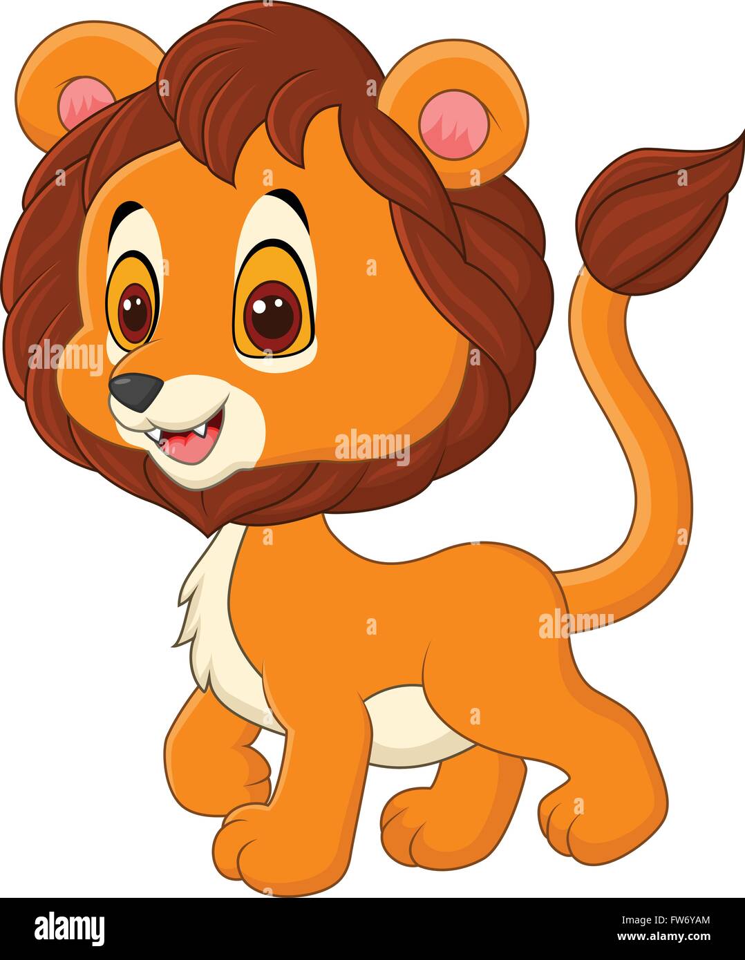 Cute baby lion sitting isolated on white background Stock Vector Image ...