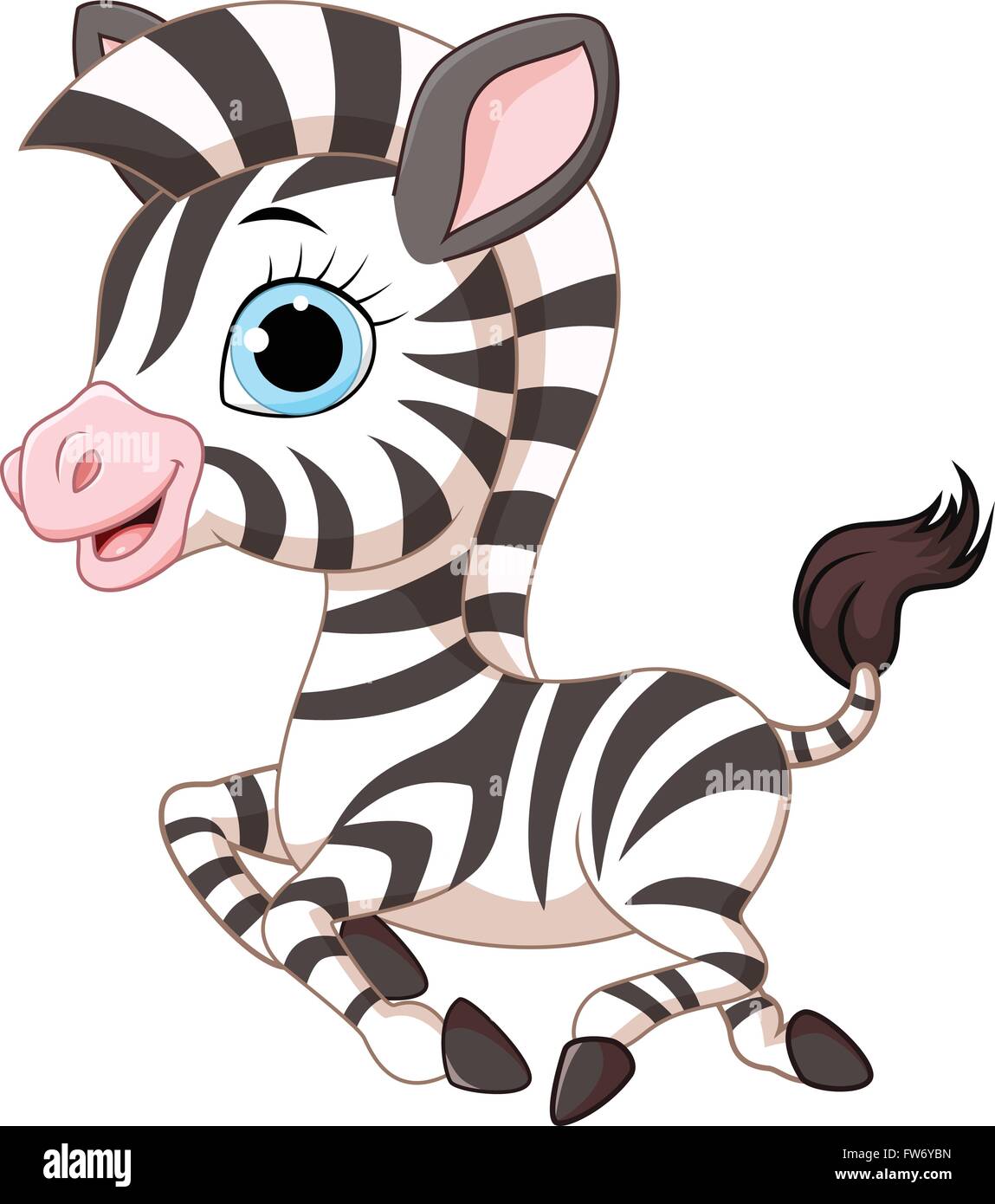 Cute zebra posing isolated on white background Stock Vector Image & Art ...