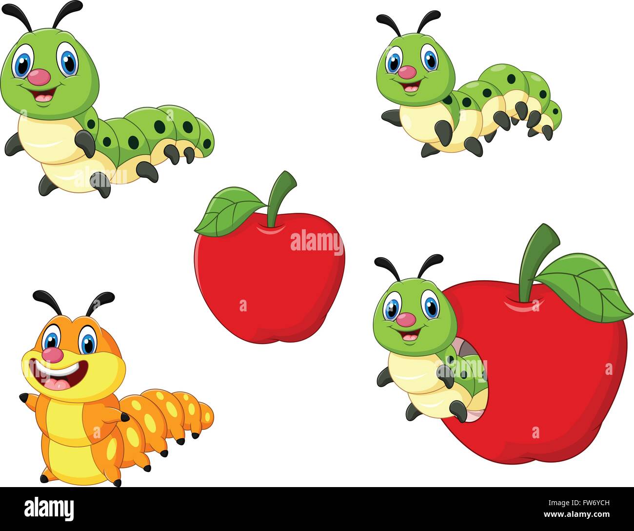 Cartoon funny Caterpillar collection set Stock Vector Image & Art - Alamy