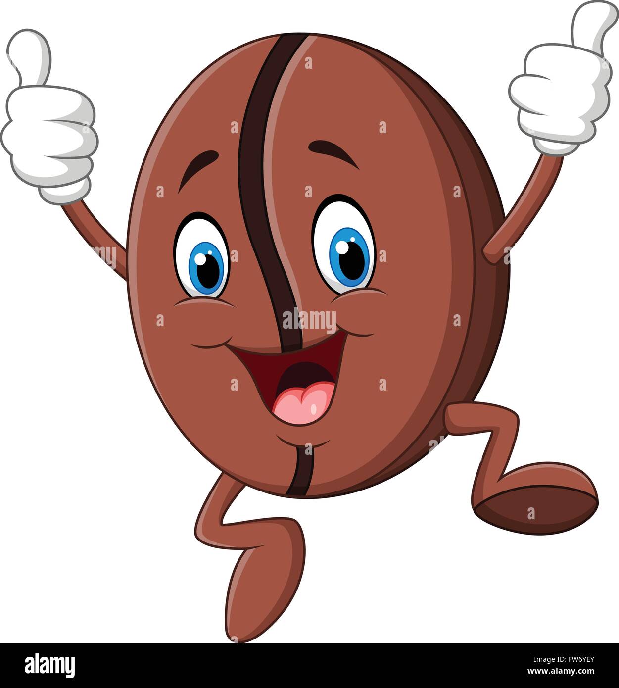Illustration of jumping Coffee bean mascot giving thumb up Stock Vector ...