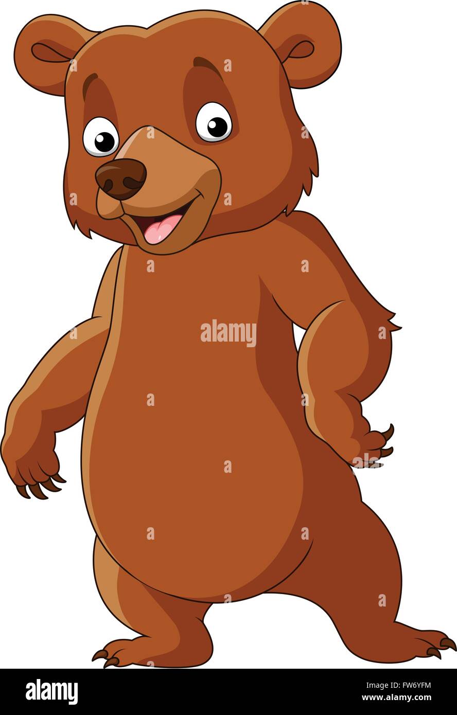 Cute bear standing isolated on white background Stock Vector Image