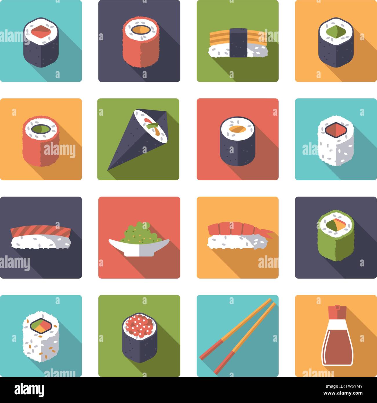 Japanese food icon set. Vector illustration Stock Vector Image & Art ...