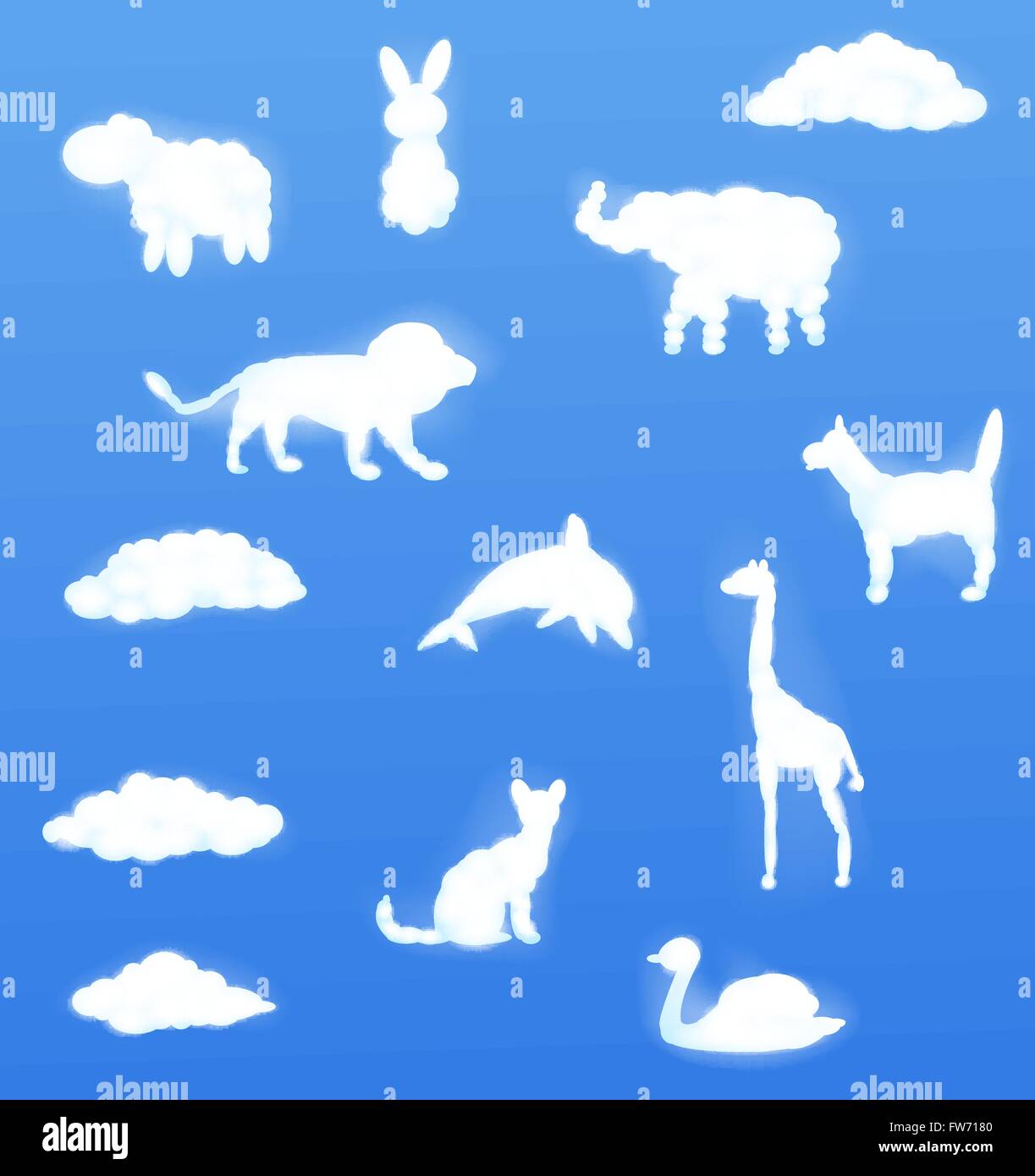 Силуэты облаков в виде животных