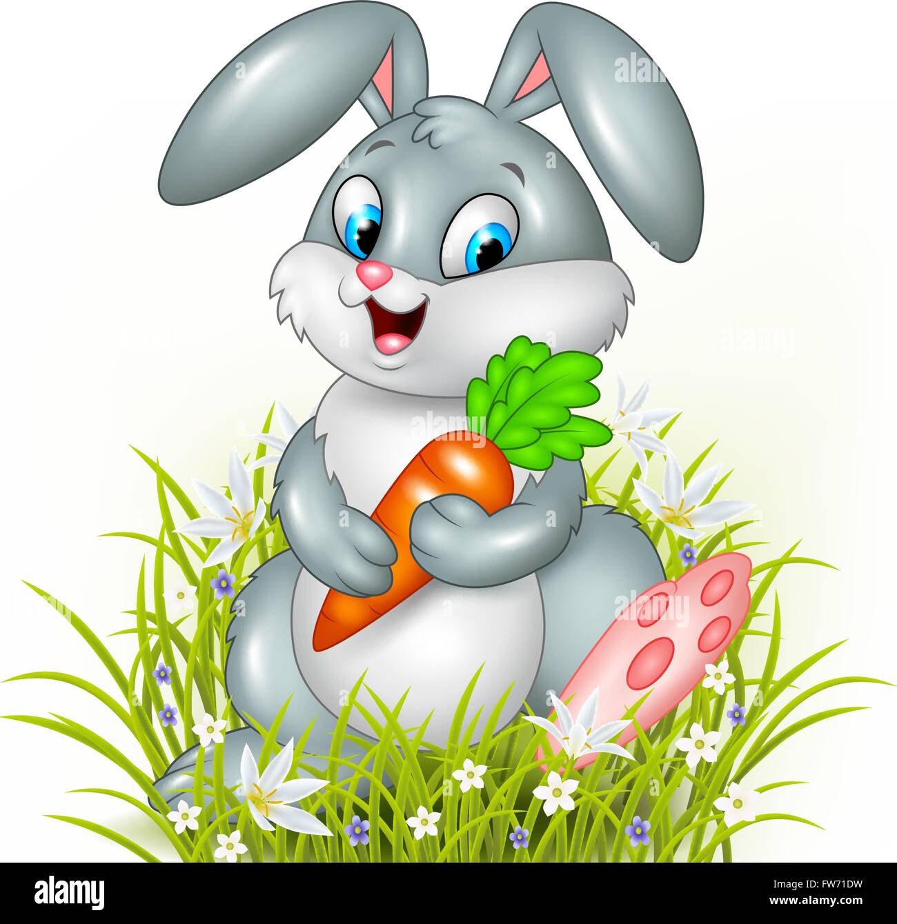 Cute bunny holding carrot Stock Vector Image Art Alamy