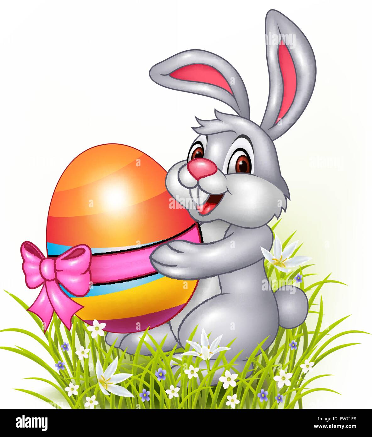 Cute little bunny holding easter eggs Stock Vector Image & Art - Alamy