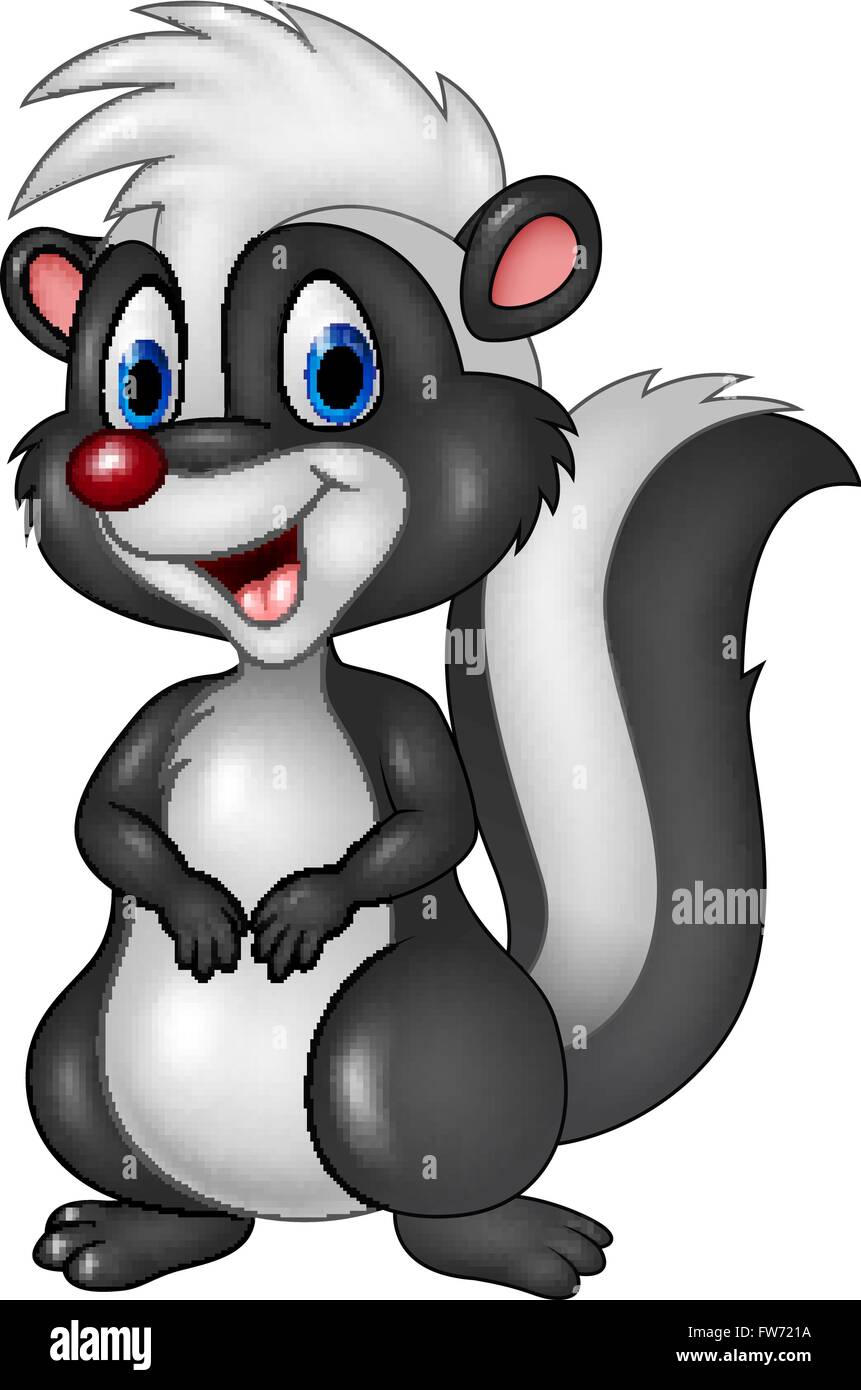 Cartoon funny skunk isolated on white background Stock Vector Image ...