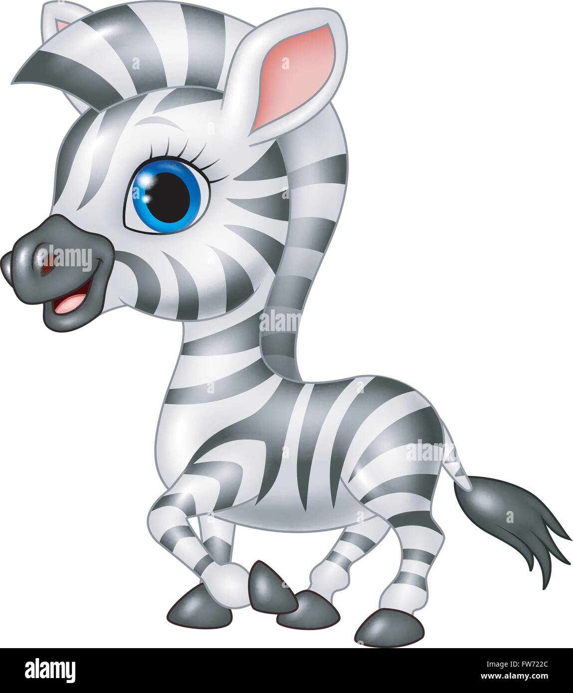 Cute zebra posing isolated on white background Stock Vector Image & Art ...