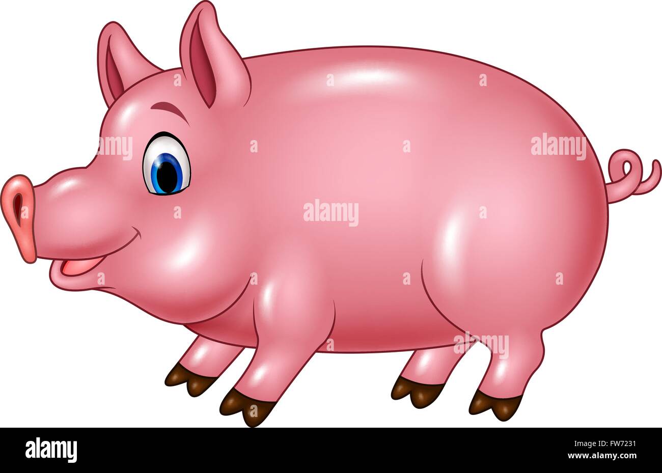 Cute pig isolated on white background Stock Vector