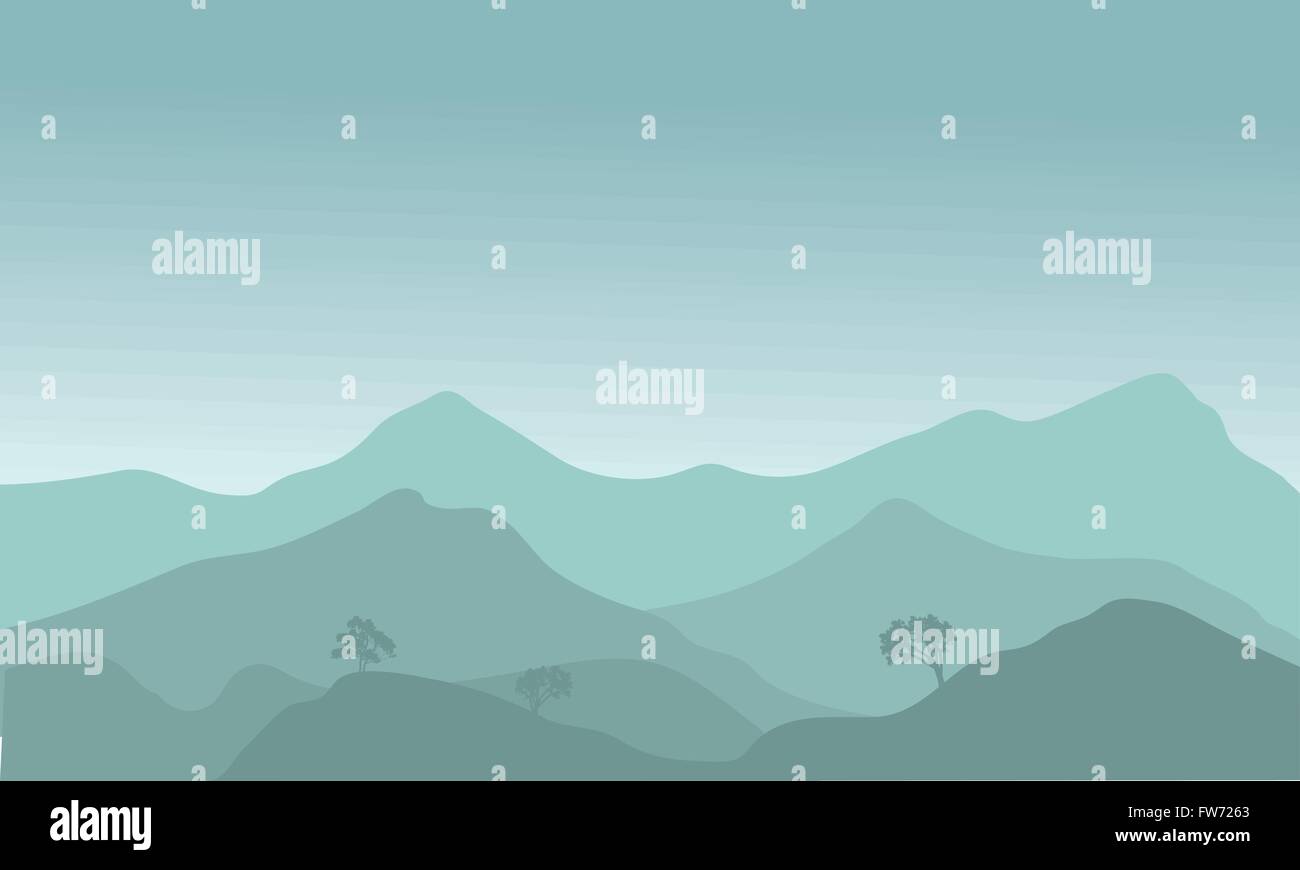 Scenic foggy mountain view Stock Vector Images - Alamy