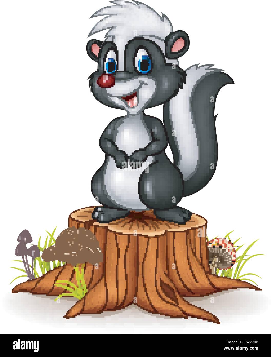 Cartoon funny skunk on tree stump hi-res stock photography and images ...