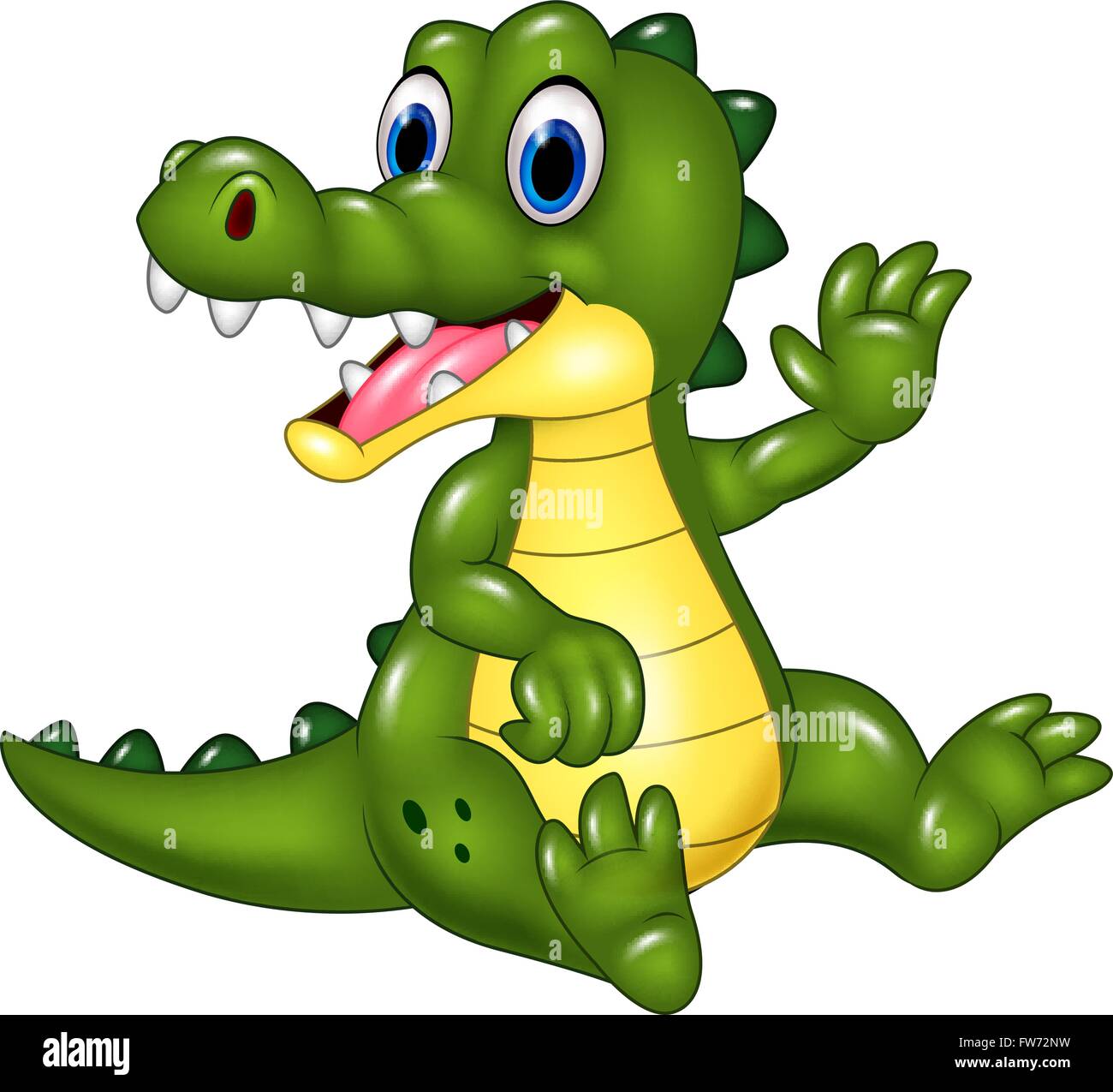 Cute crocodile waving hand isolated on white background Stock Vector
