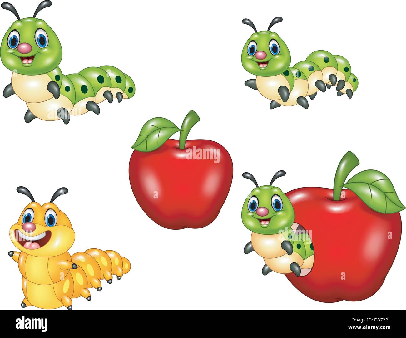 Cartoon funny Caterpillar collection set Stock Vector Image & Art - Alamy