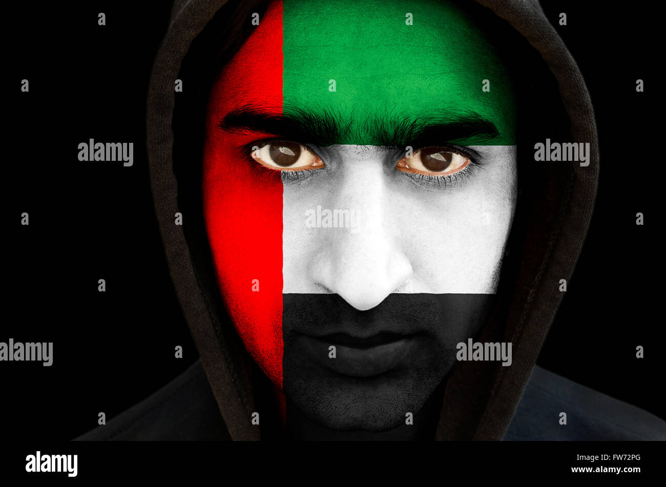 Man with UAE flag face paint Stock Photo Alamy