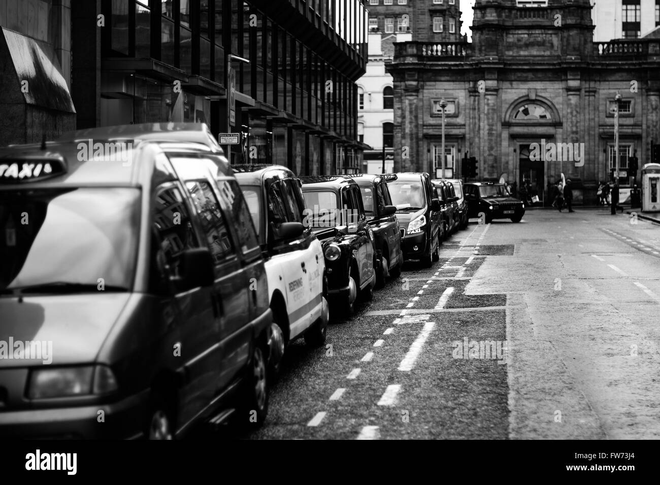 A taxi rank on West George Street Glasgow Stock Photo
