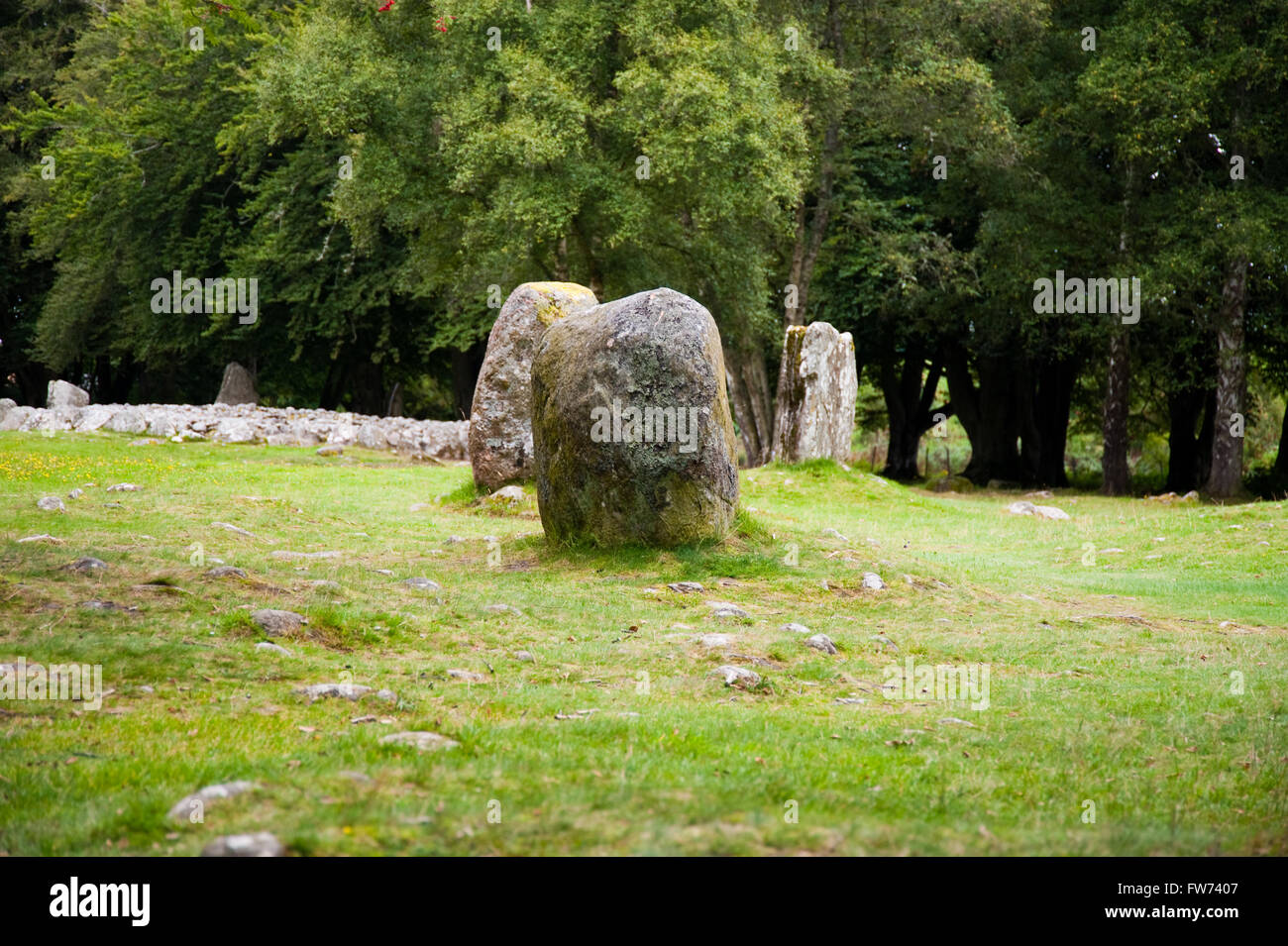 Standing stones at Balnuran of Clava Stock Photo