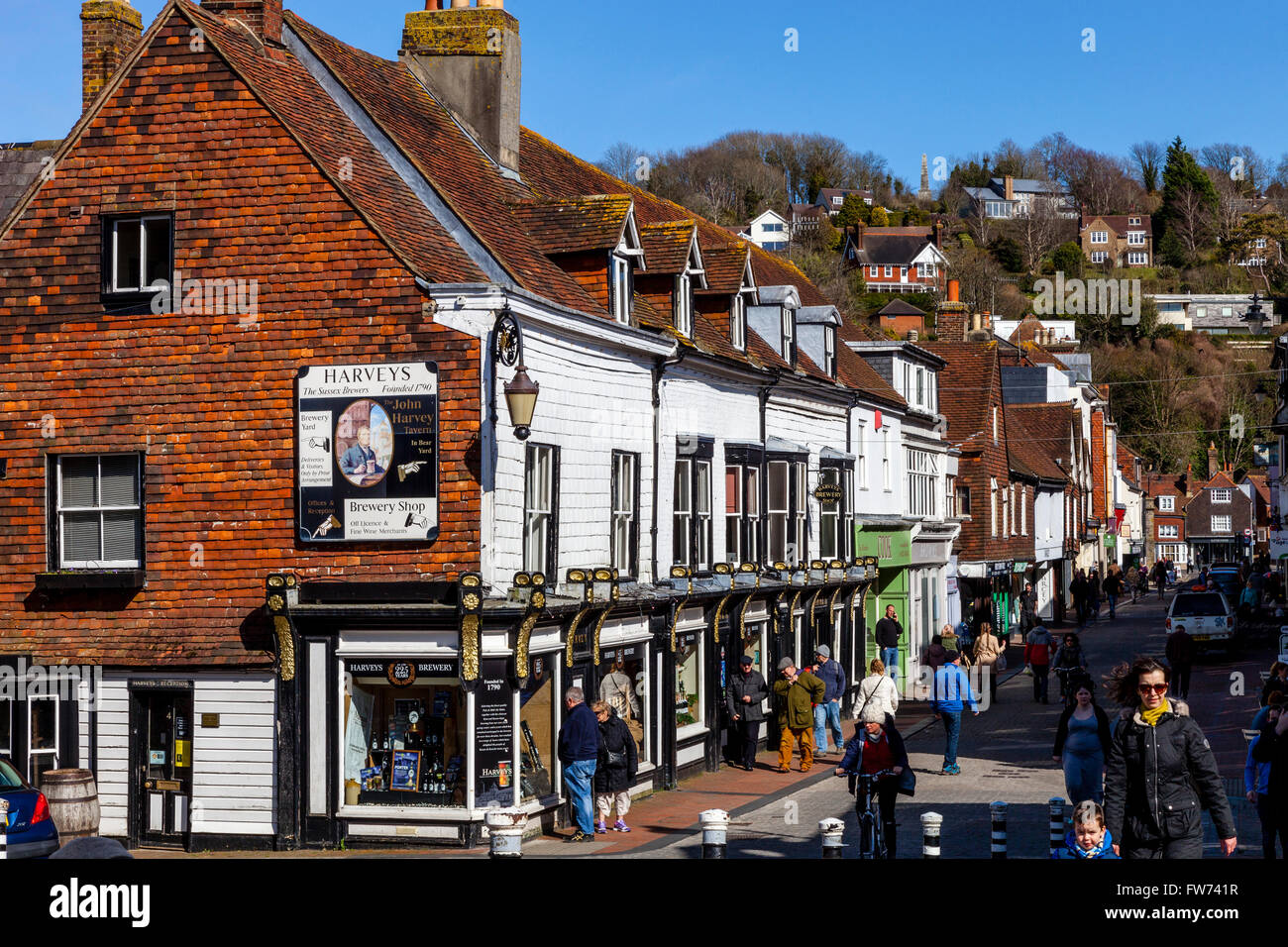 Historical Buildings On The High Street, Lewes, East Sussex, UK Stock Photo