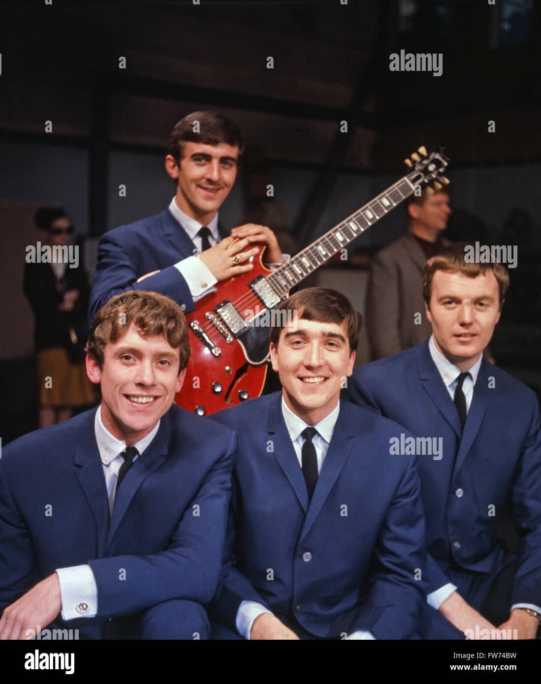 SWINGING BLUE JEANS UK pop group in 1964. From left: Norman Kuhike, Ray  Ennis, Ralph Ellis, Les Braid. Photo Tony Gale Stock Photo - Alamy