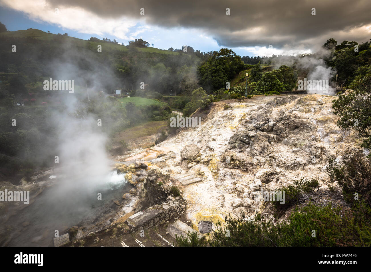 Hot spring waters in Furnas, Sao Miguel. Azores. Portugal Stock Photo