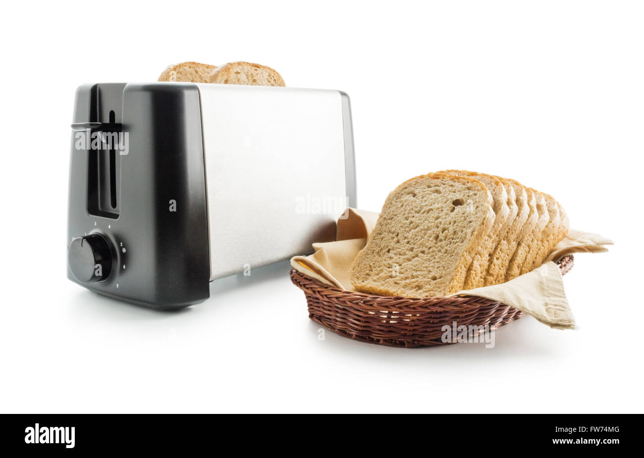 Toast bread and toaster isolated Stock Photo Alamy