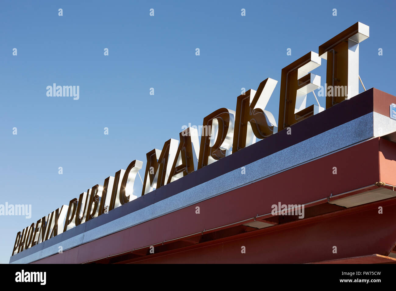 Phoenix Public Market sign in the retro art-deco style, Arizona, USA Stock Photo