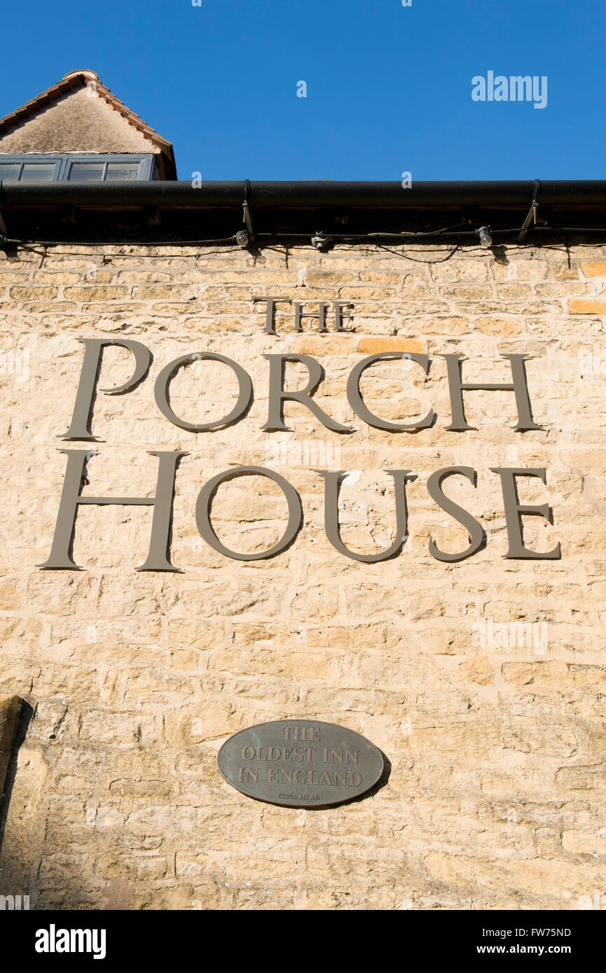 The Porch house Inn, Stow on the Wold, Gloucestershire, Cotswolds, England Stock Photo