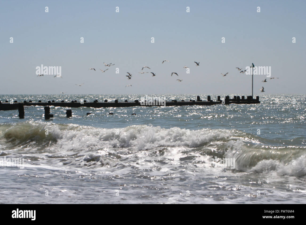 Waves at Bracklesham Bay Stock Photo Alamy